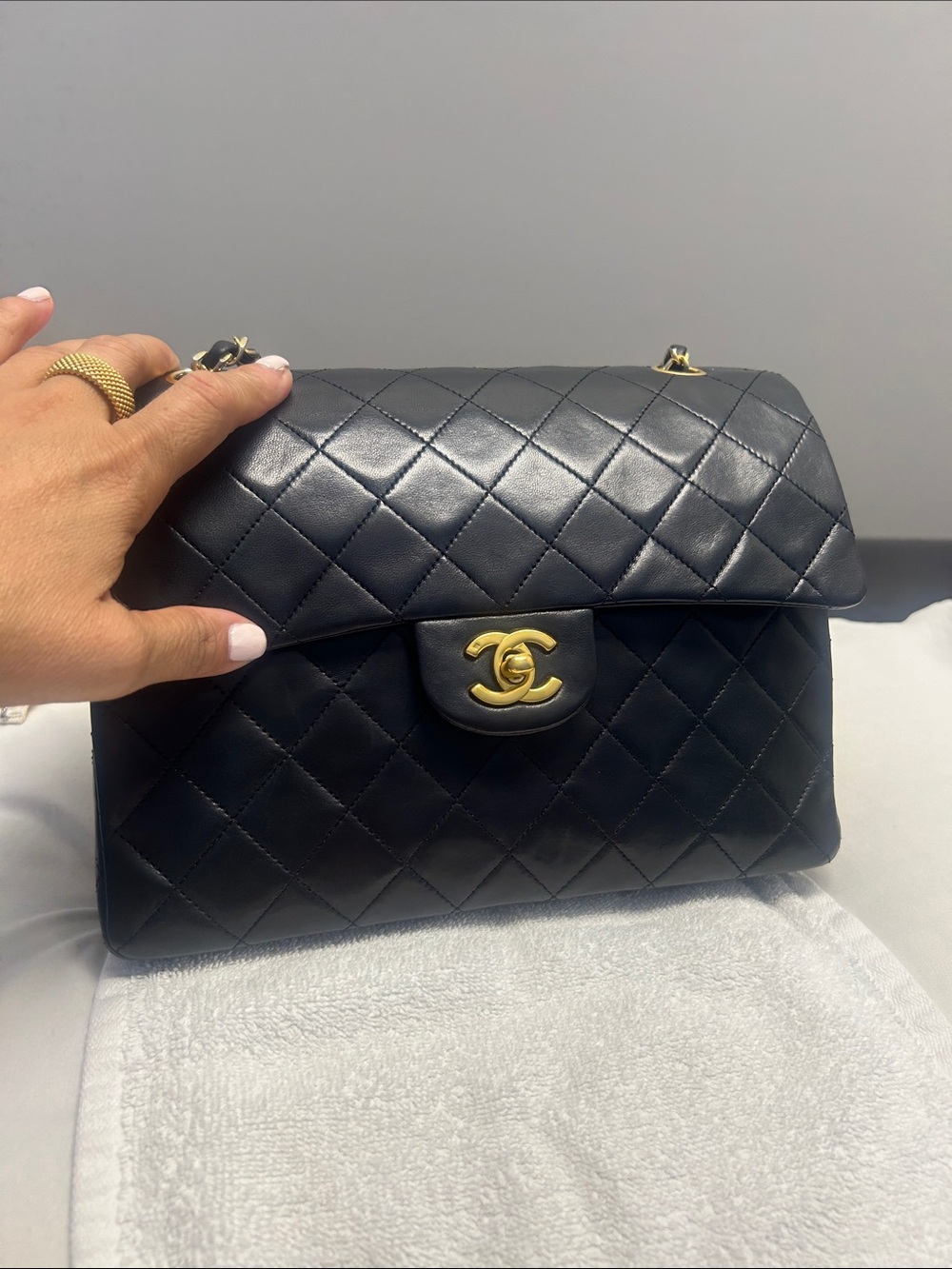 CHANEL Black Quilted Lambskin Classic Flap Bag with Gold Hardware - Picture 10 of 15